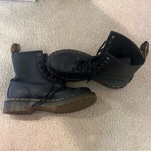 Dr. Martens Black Boots with Yellow Stitching